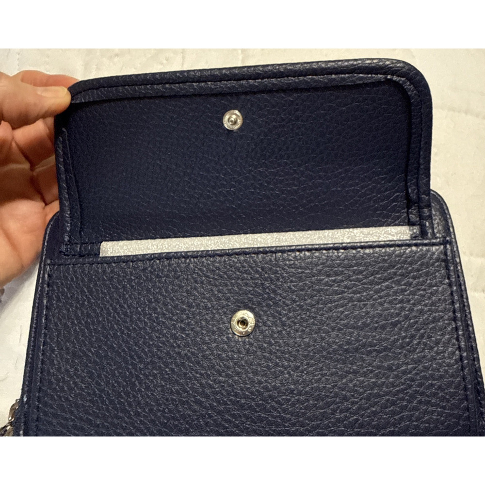 London Fog Wristlet Wallet Long Zip Around Felicity Bue Pebbled Faux Leather - Picture 3 of 6
